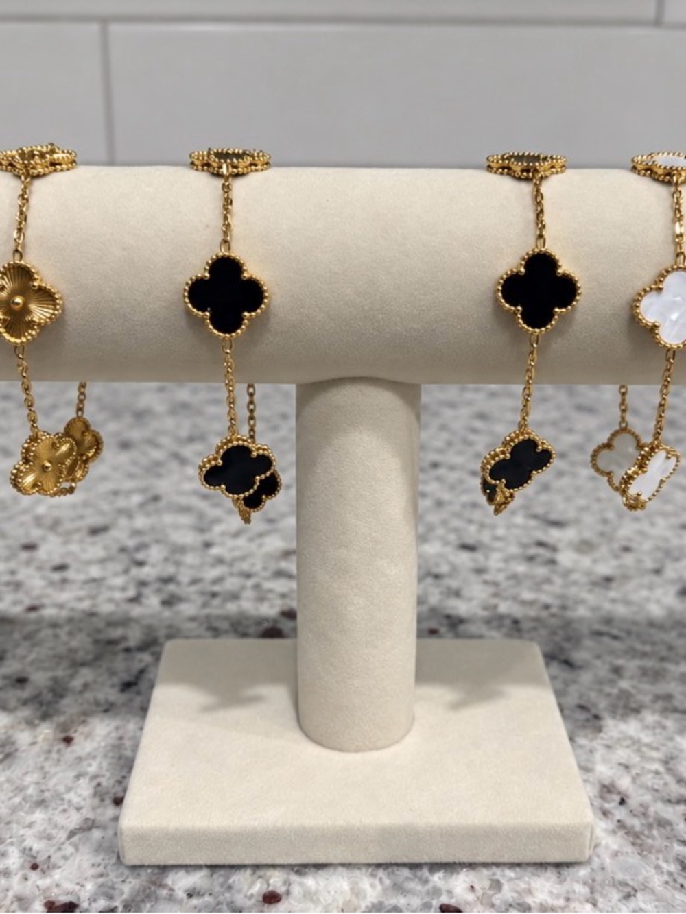 Gold Clover Chain Bracelet with Black Accents - Women Jewelry-choose which one